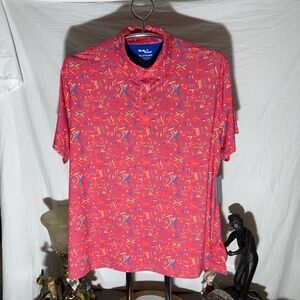 Birdies Men's Red Geometric Polo
